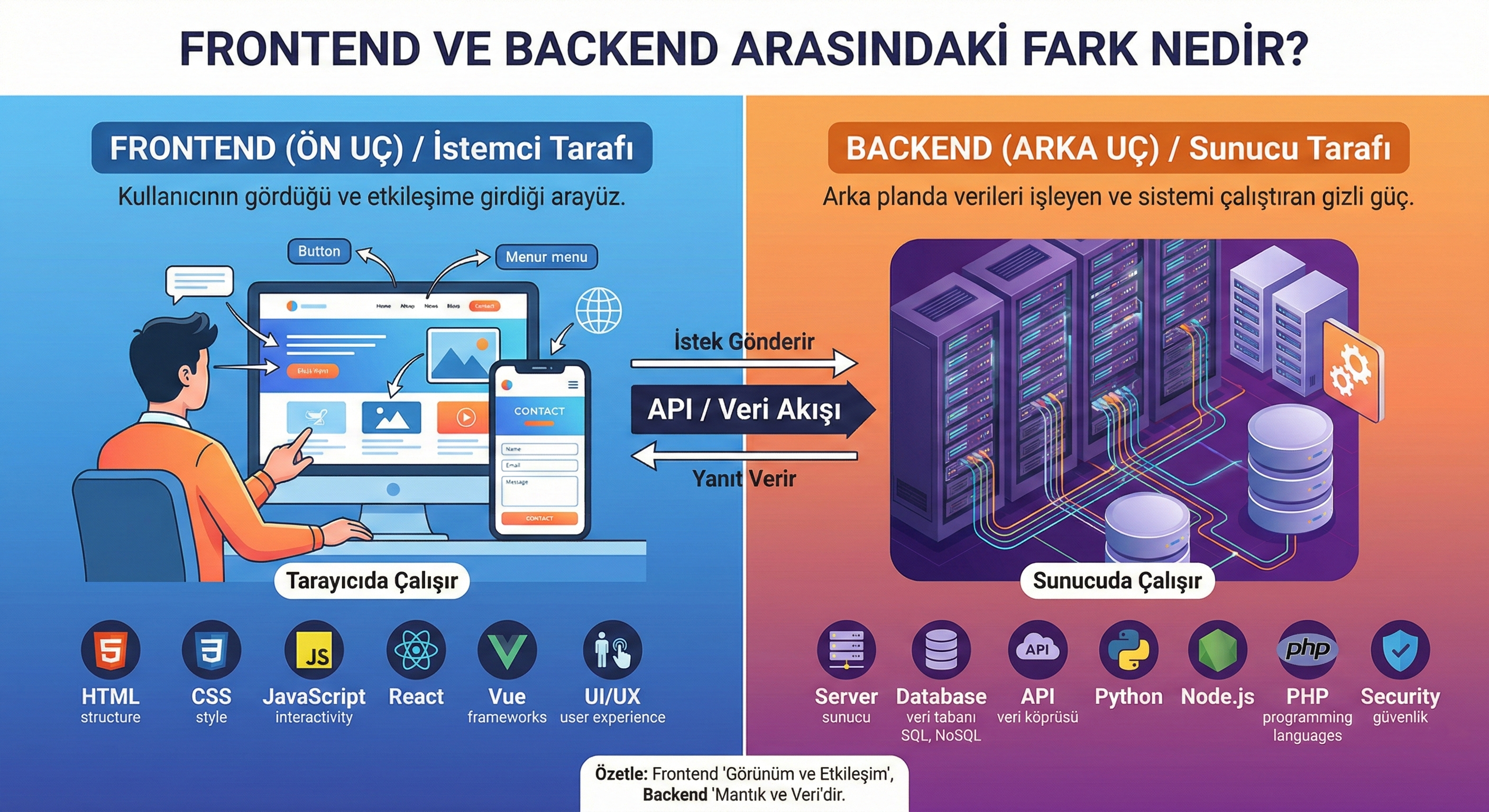 Frontend ve Backend Arasındaki Fark Nedir? Web Geliştirmenin İki Yüzü